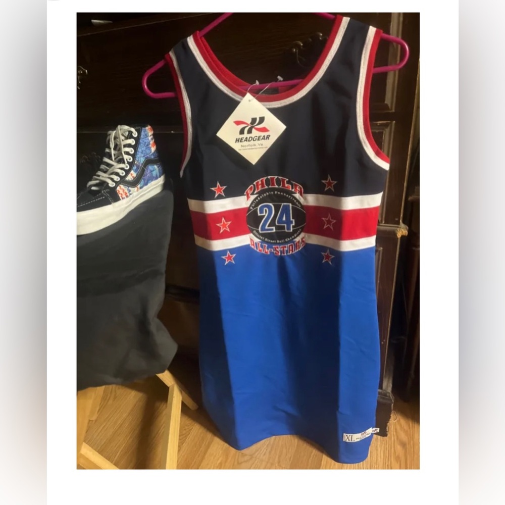 PHILA 24 All-Stars Street Ball Champs Jersey Dress Women's XL Blue Red Black